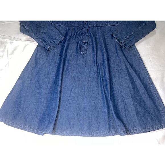 Solid & Striped Dress Size M Blue Chambray Cotton Fit-Flared Long Sleeve Collar - Picture 12 of 12